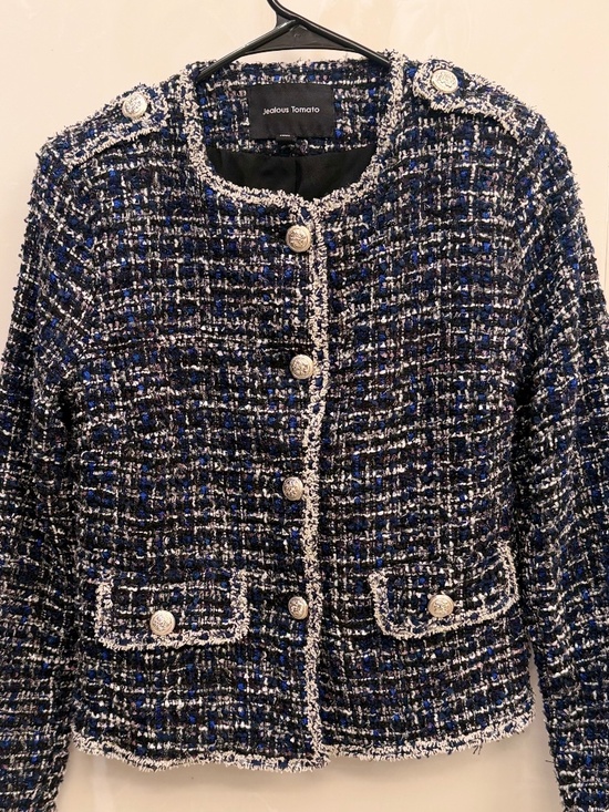 Jealous Tomato Blue/Black/White Tweed Blazer - Picture 1 of 7